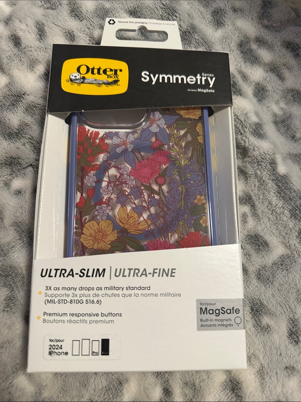 OtterBox Symmetry Series Floral Clear Phone Case with Purple Trim